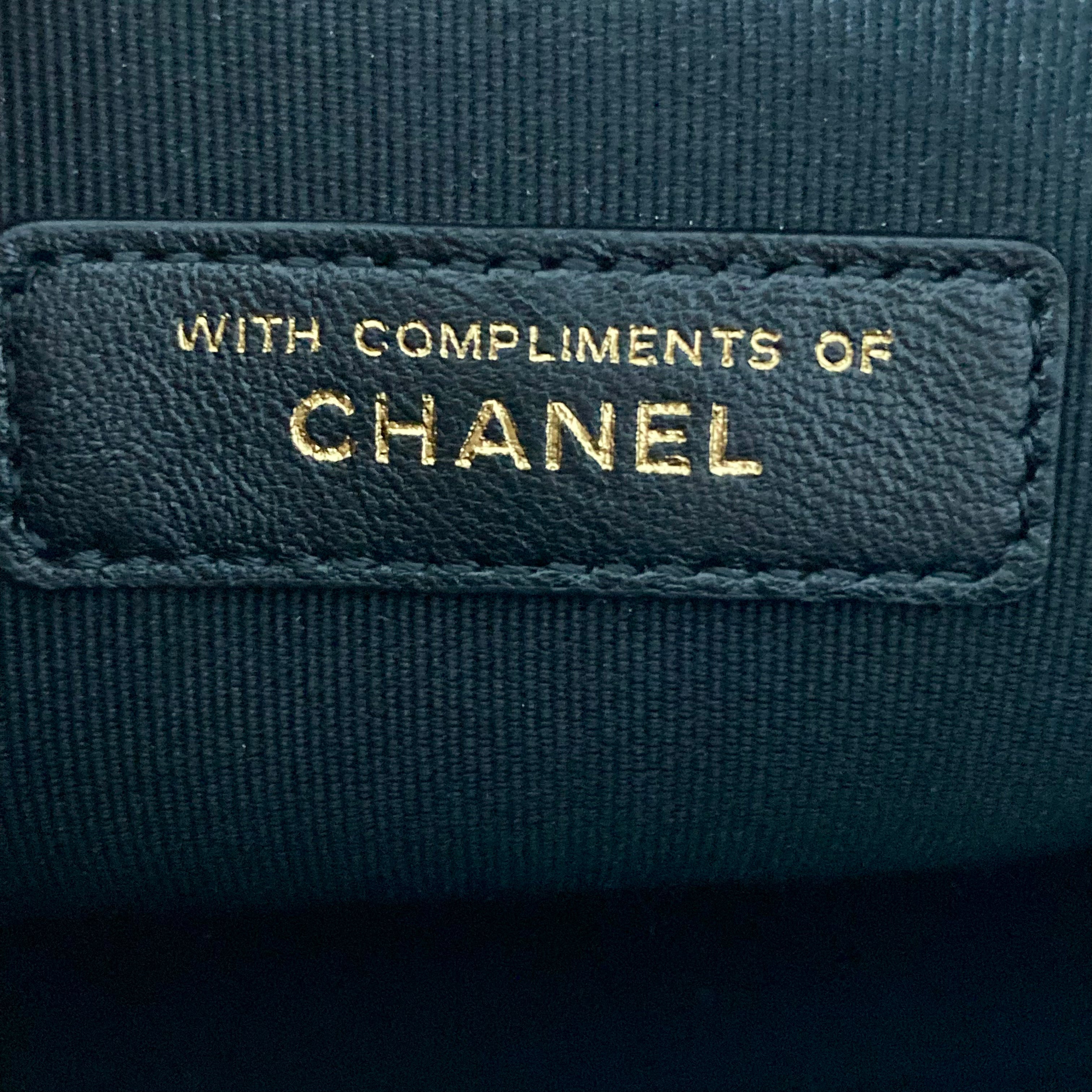 Chanel Tweed Quilted Mini Clutch With Chain Black White