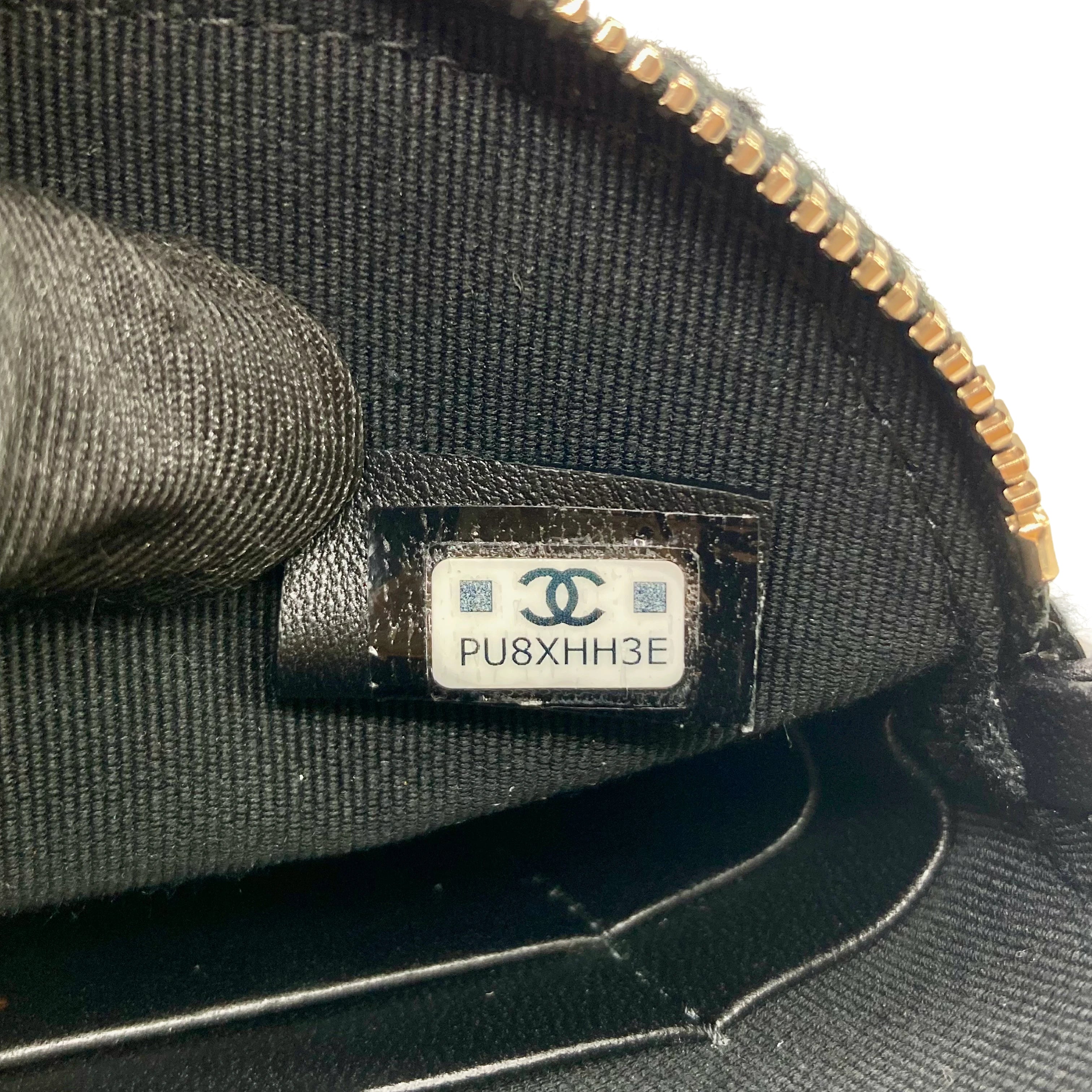 Chanel Tweed Quilted Mini Clutch With Chain Black White