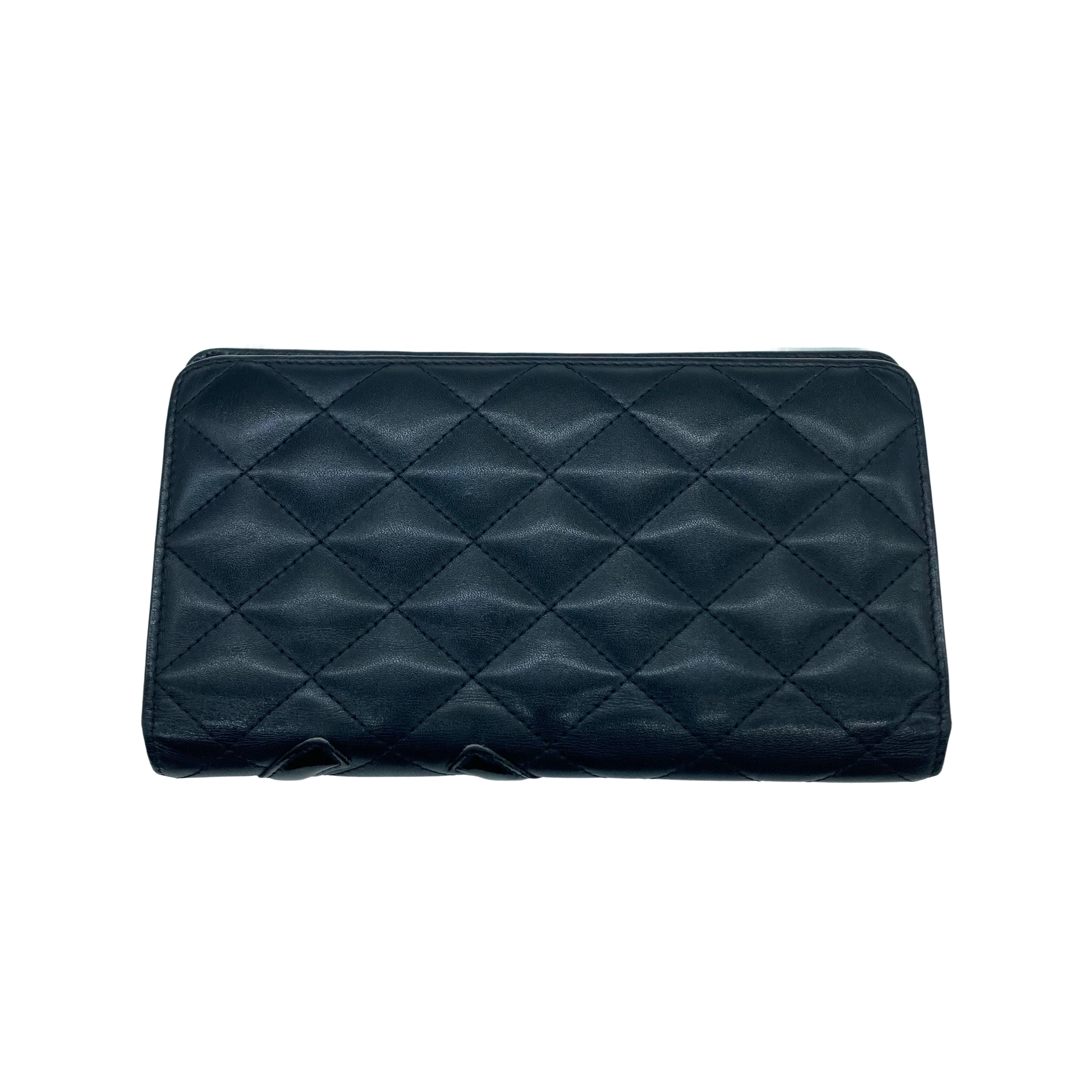 Chanel Quilted Cambon Wallet Black Pink (15***77)