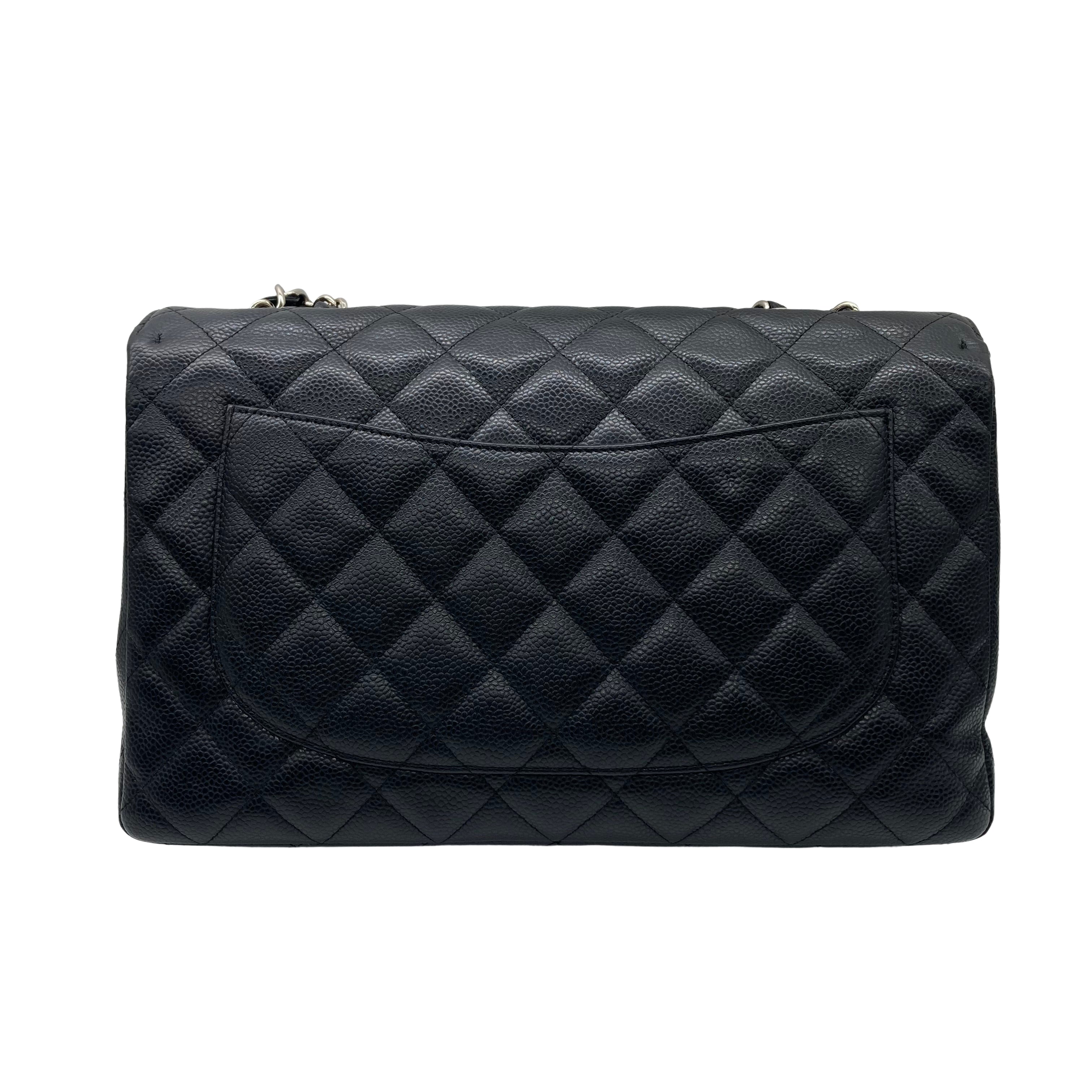 Chanel Classic Caviar Jumbo Single Flap CF Black GHW (13***96) cc419