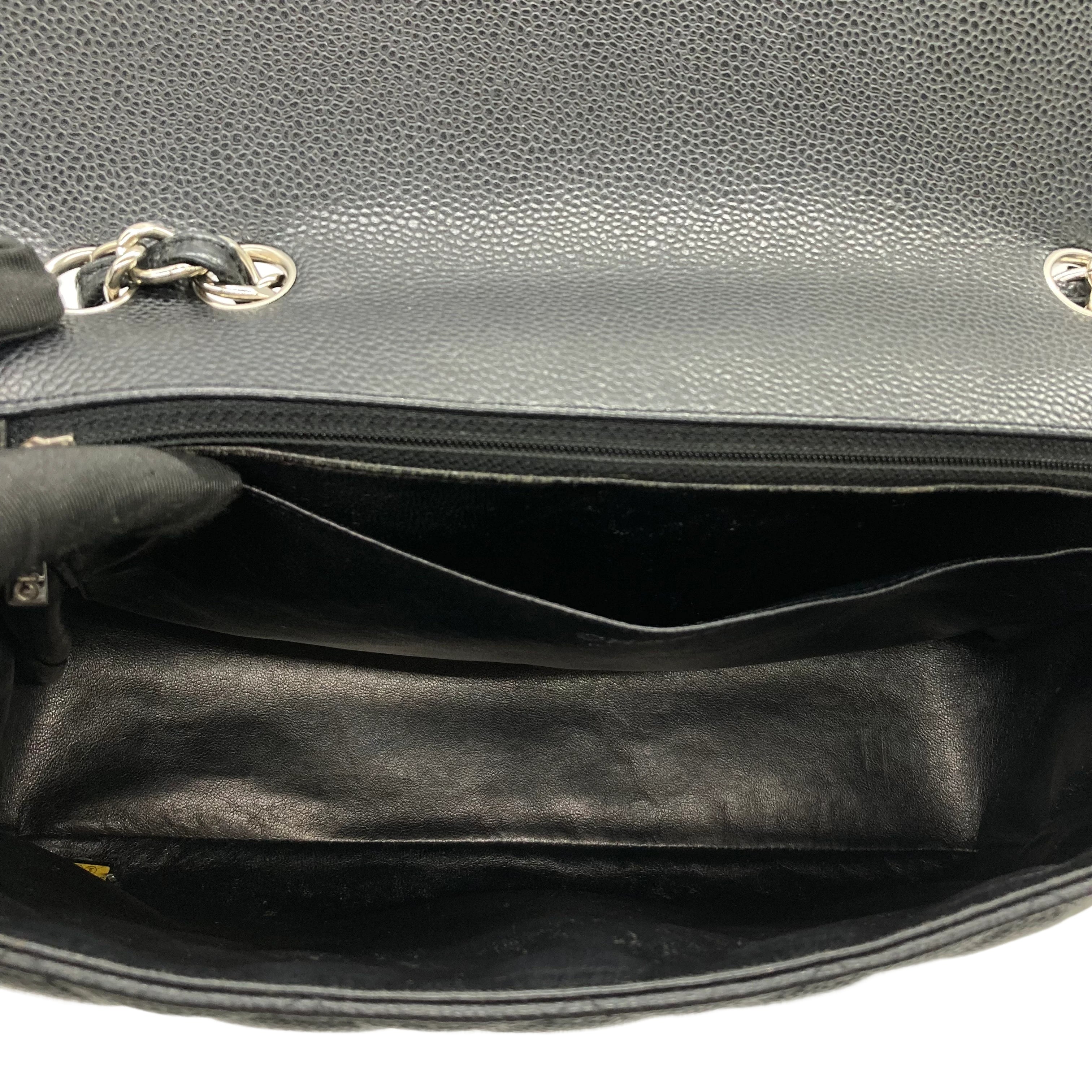 Chanel Classic Caviar Jumbo Single Flap CF Black GHW (13***96) cc419