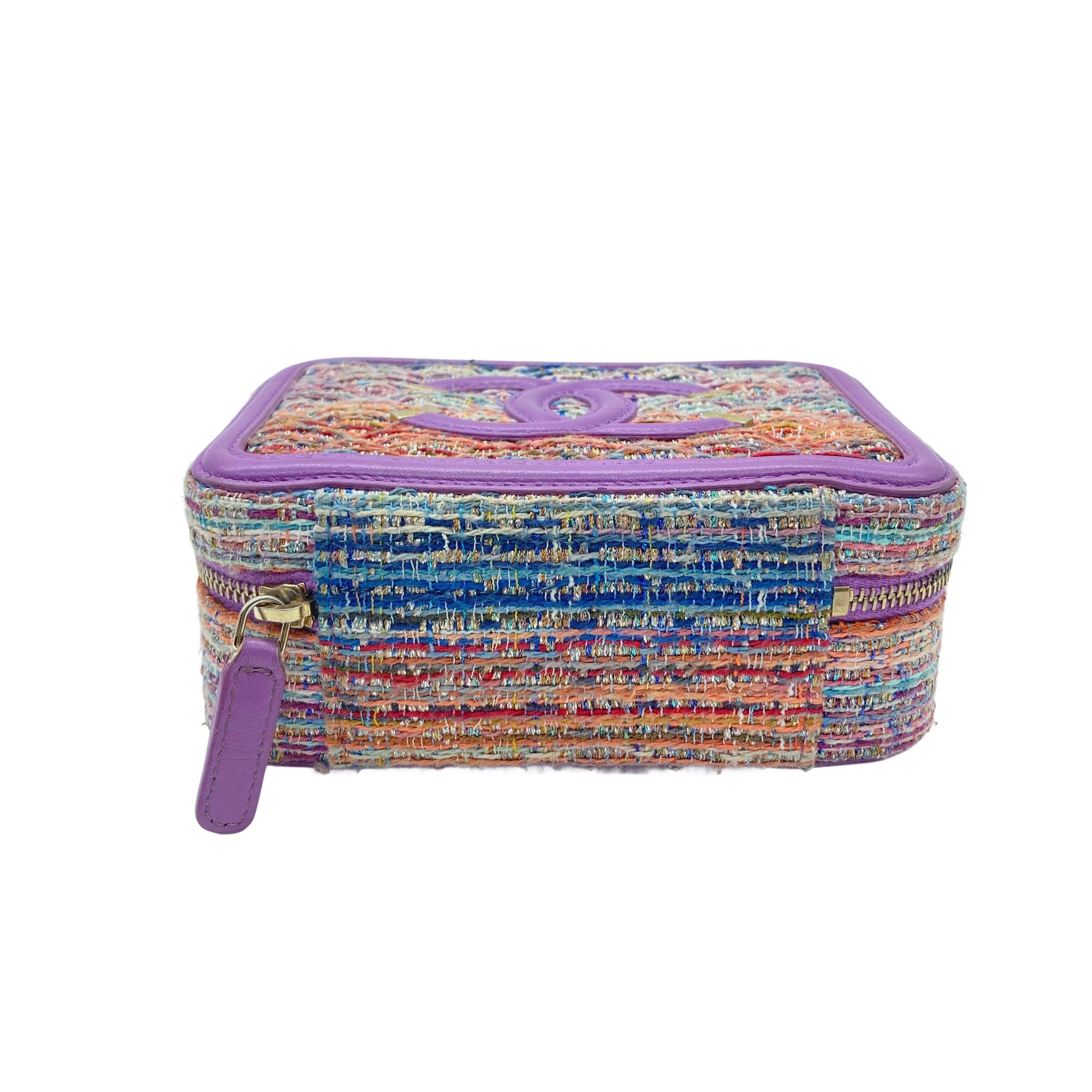 Chanel Small Tweed Filigree Vanity Case Purple (29***77) CC395