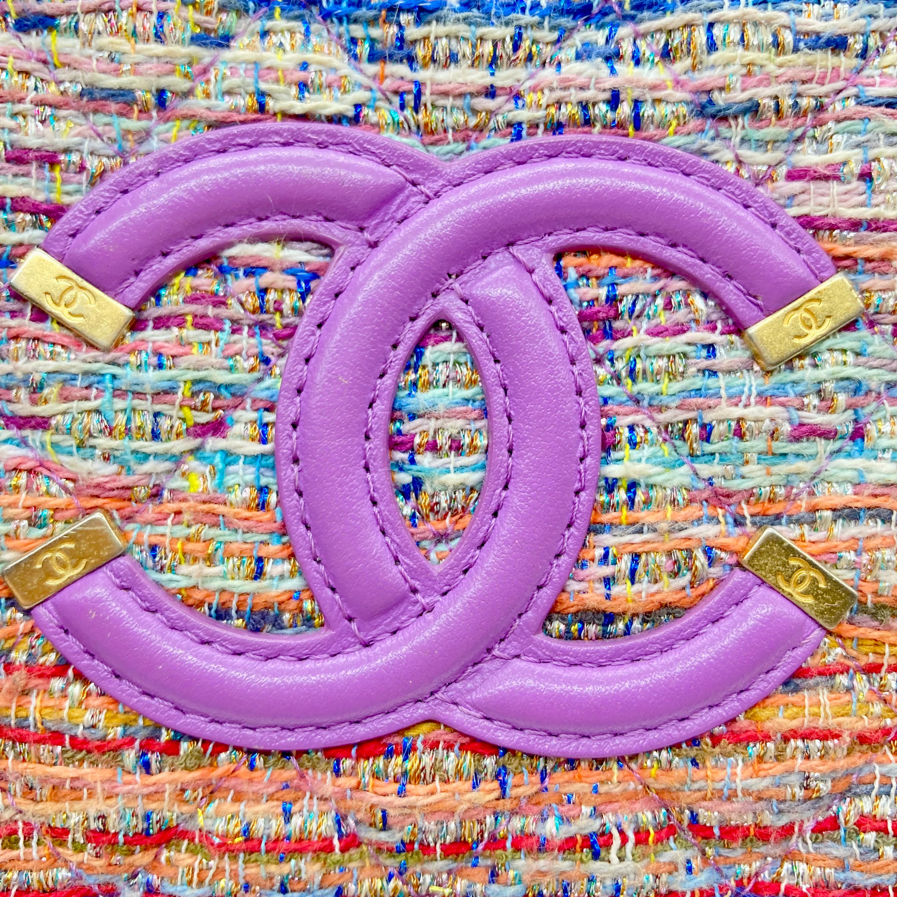 Chanel Small Tweed Filigree Vanity Case Purple (29***77) CC395