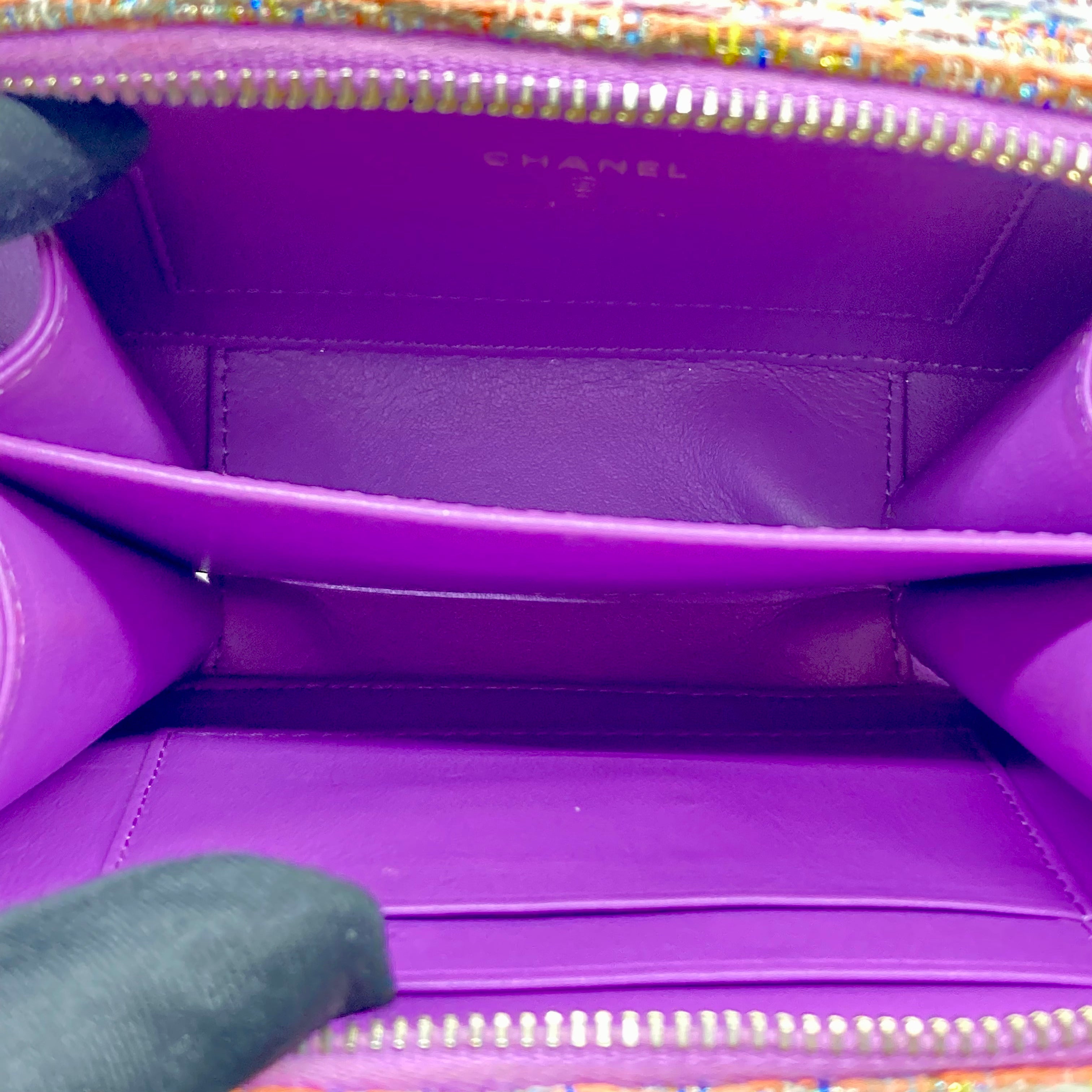 Chanel Small Tweed Filigree Vanity Case Purple (29***77) CC395