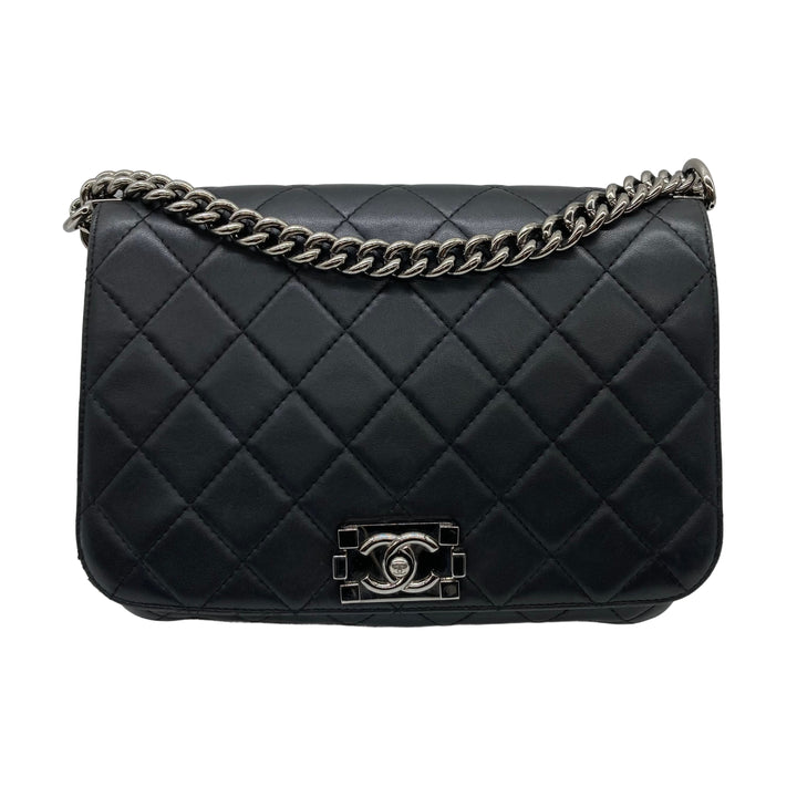 Chanel Quilted Lambskin Flap Bag Black/Black (16***74)CC398