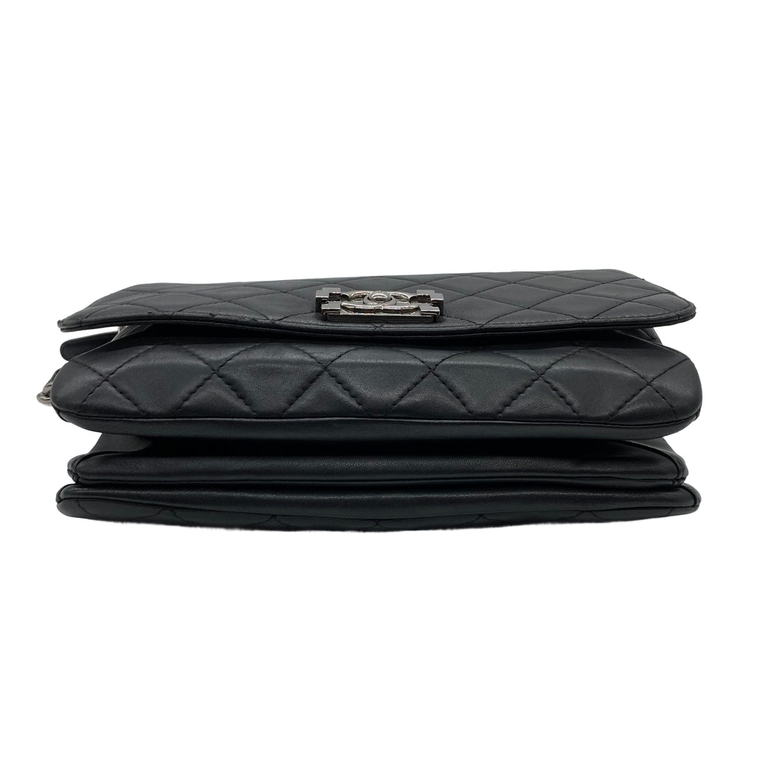 Chanel Quilted Lambskin Flap Bag Black/Black (16***74)CC398