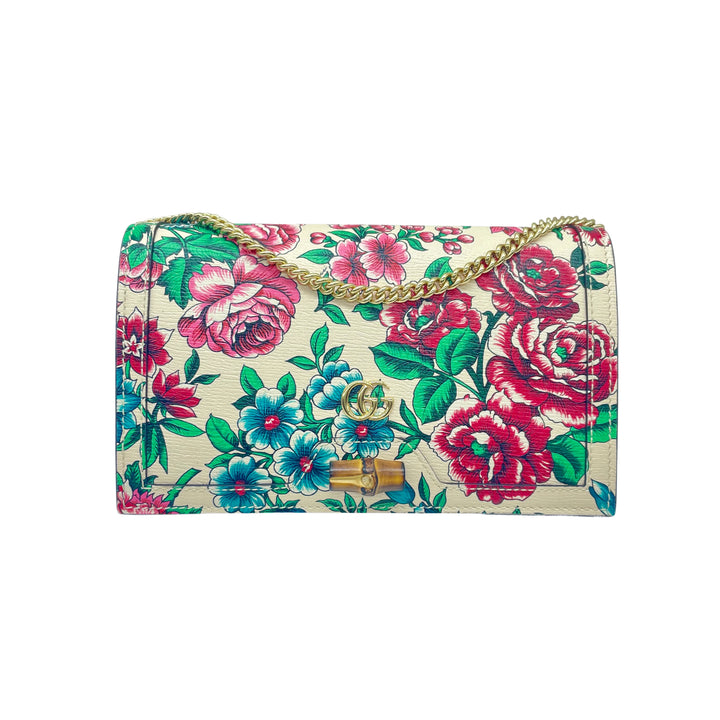 Gucci Diana Mini Bamboo on Chain Floral GG347
