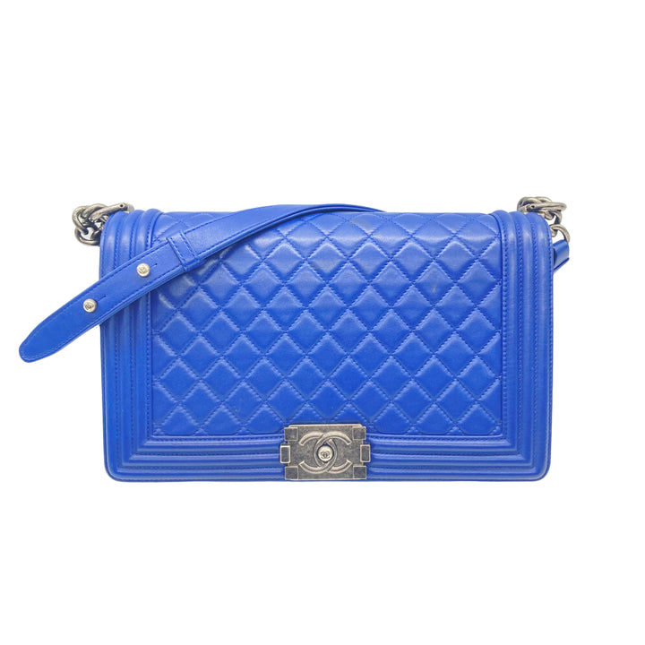 Chanel Lambskin Quilted Medium Boy Blue/Black(23***00)