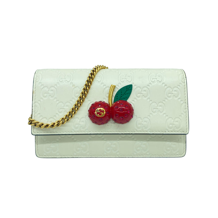 Gucci Classic Monogram Cherry WOC White GG352