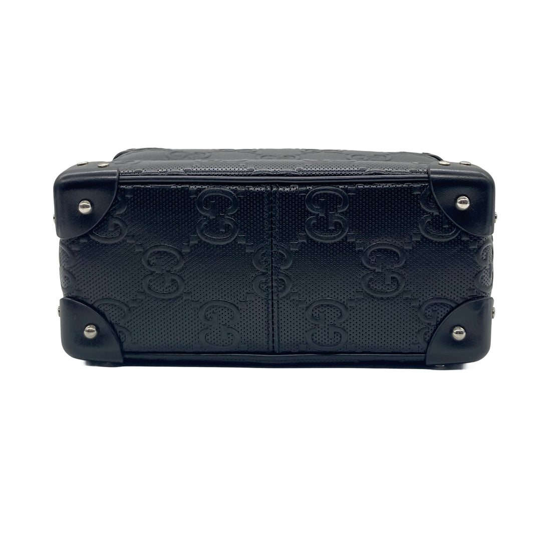 Gucci Embossed Leather Soft Box Messenger Black GG346