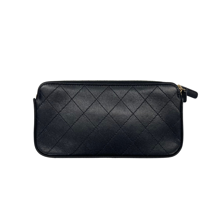 Chanel Quilted Pearl Wallet on Chain Black (29***63) CC399