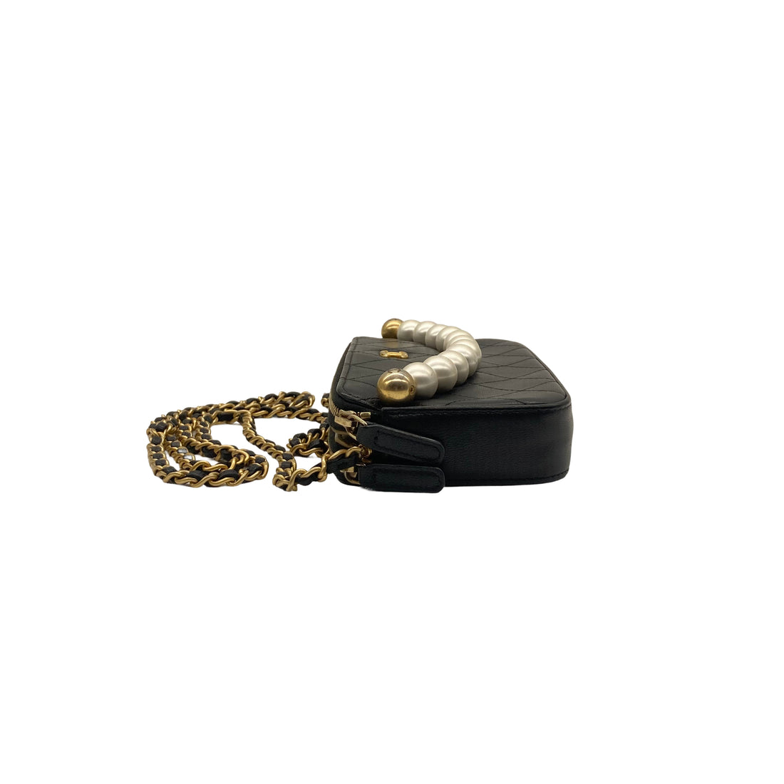 Chanel Quilted Pearl Wallet on Chain Black (29***63) CC399
