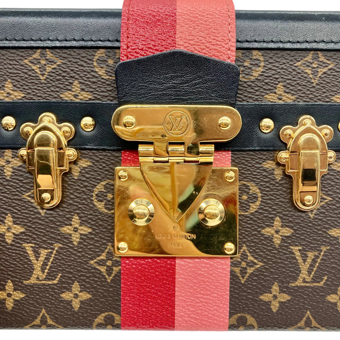 Louis Vuitton Monogram Stripes Print Petite Malle Microchipped LV978