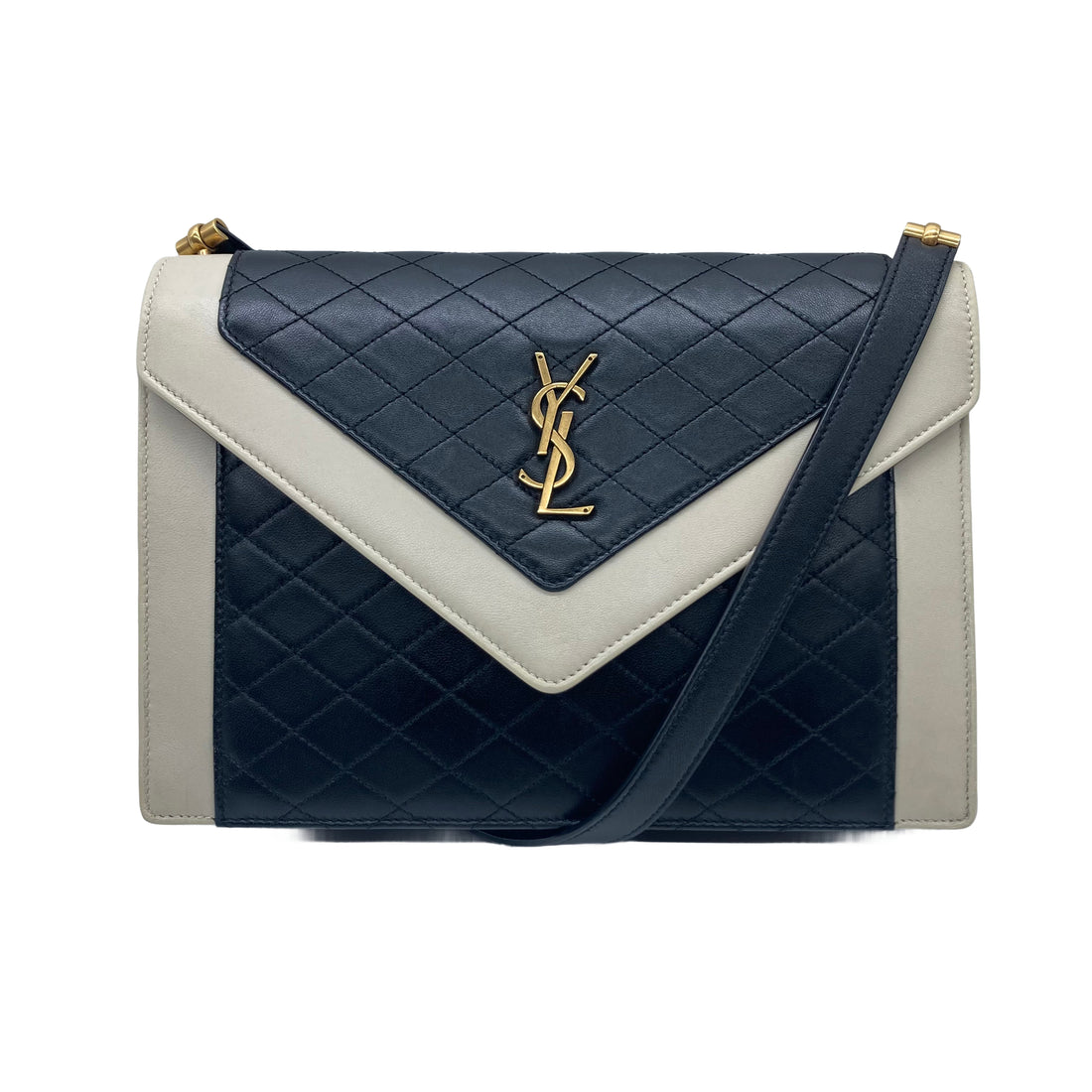 Saint Laurent Gabby Sachel Shoulder Bag Black White SL69