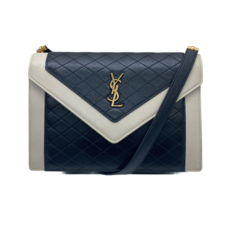 Saint Laurent Gabby Sachel Shoulder Bag Black White SL69