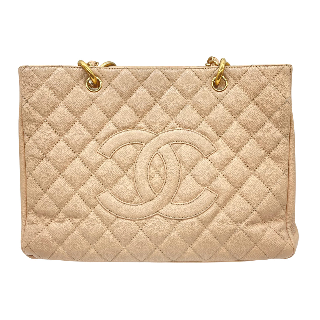Chanel Caviar Leather Shopping Tote Bag Cream CC402