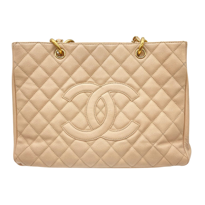 Chanel Caviar Leather Shopping Tote Bag Cream CC402