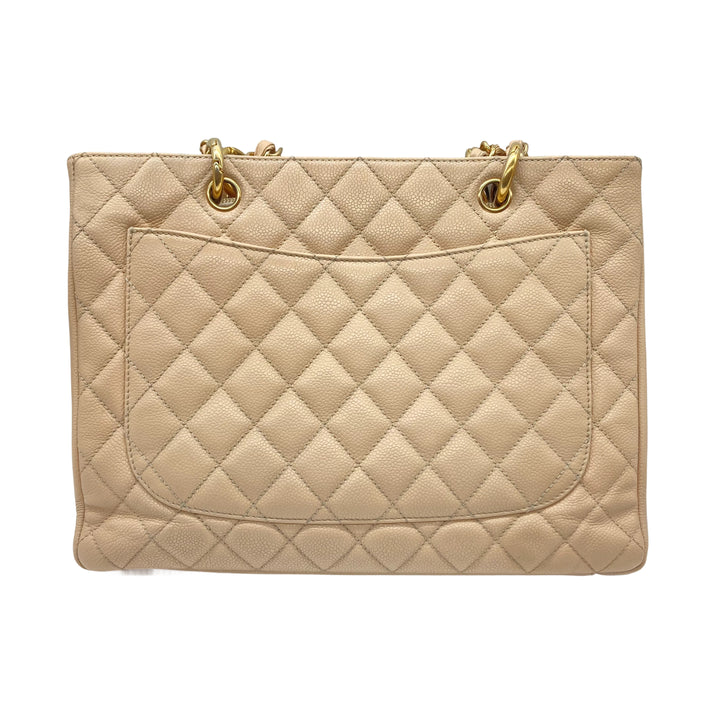 Chanel Caviar Leather Shopping Tote Bag Cream CC402