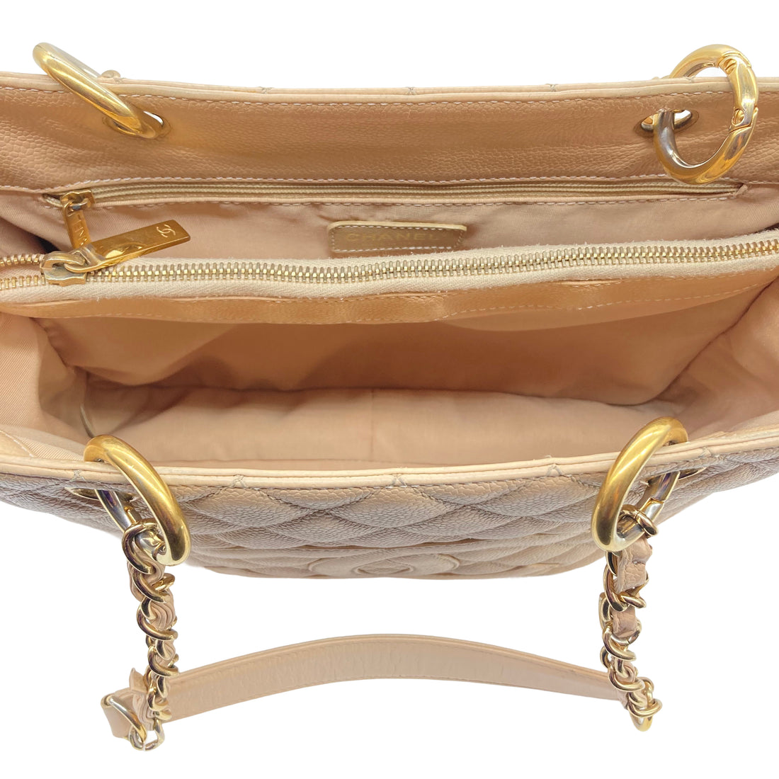 Chanel Caviar Leather Shopping Tote Bag Cream CC402