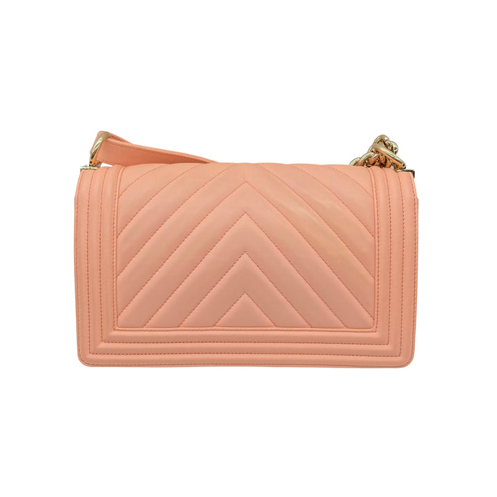 Chanel Medium Chevron Lambskin Boy Flap Pink CC400
