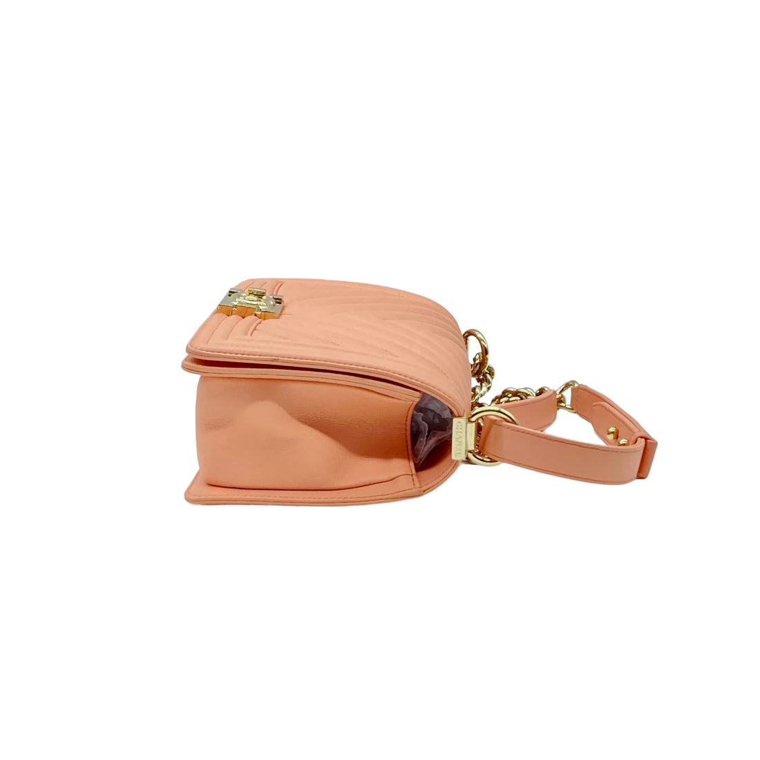 Chanel Medium Chevron Lambskin Boy Flap Pink CC400