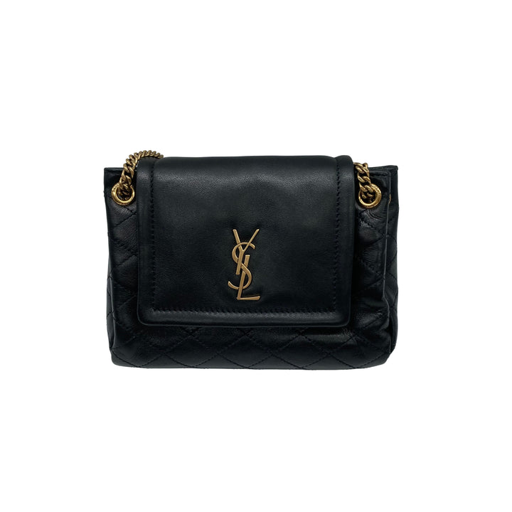Saint Laurent Lambskin Quilted Monogram Nolita Black Mini SL86