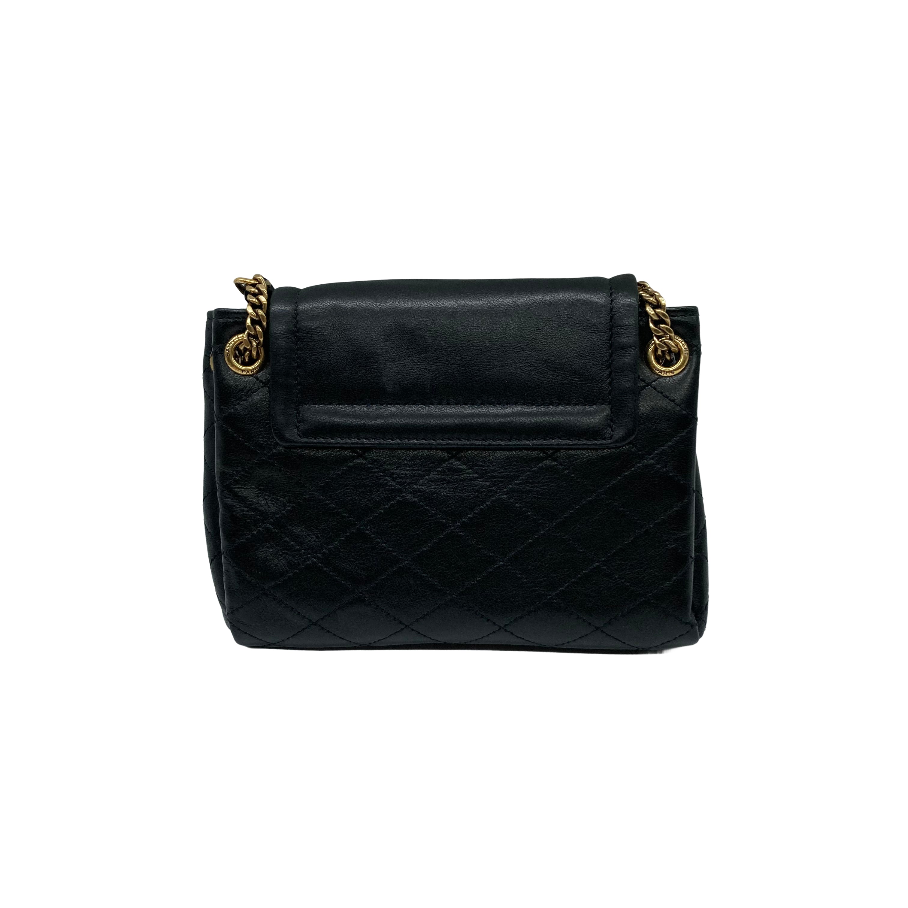Saint Laurent Lambskin Quilted Monogram Nolita Black Mini SL86