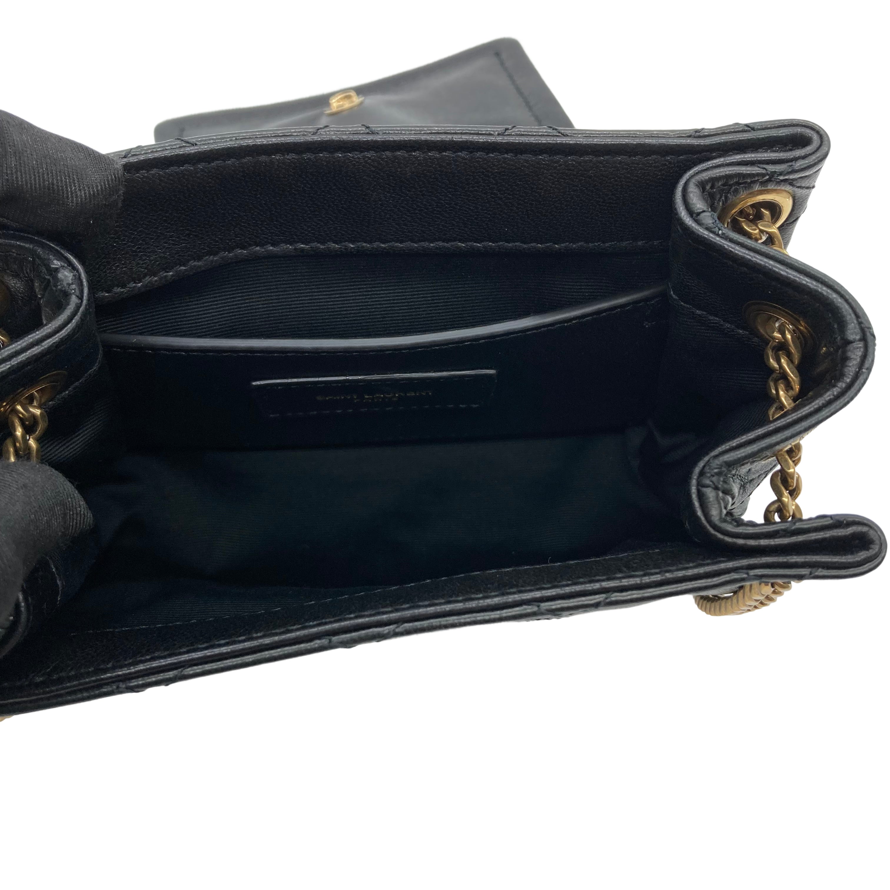 Saint Laurent Lambskin Quilted Monogram Nolita Black Mini SL86