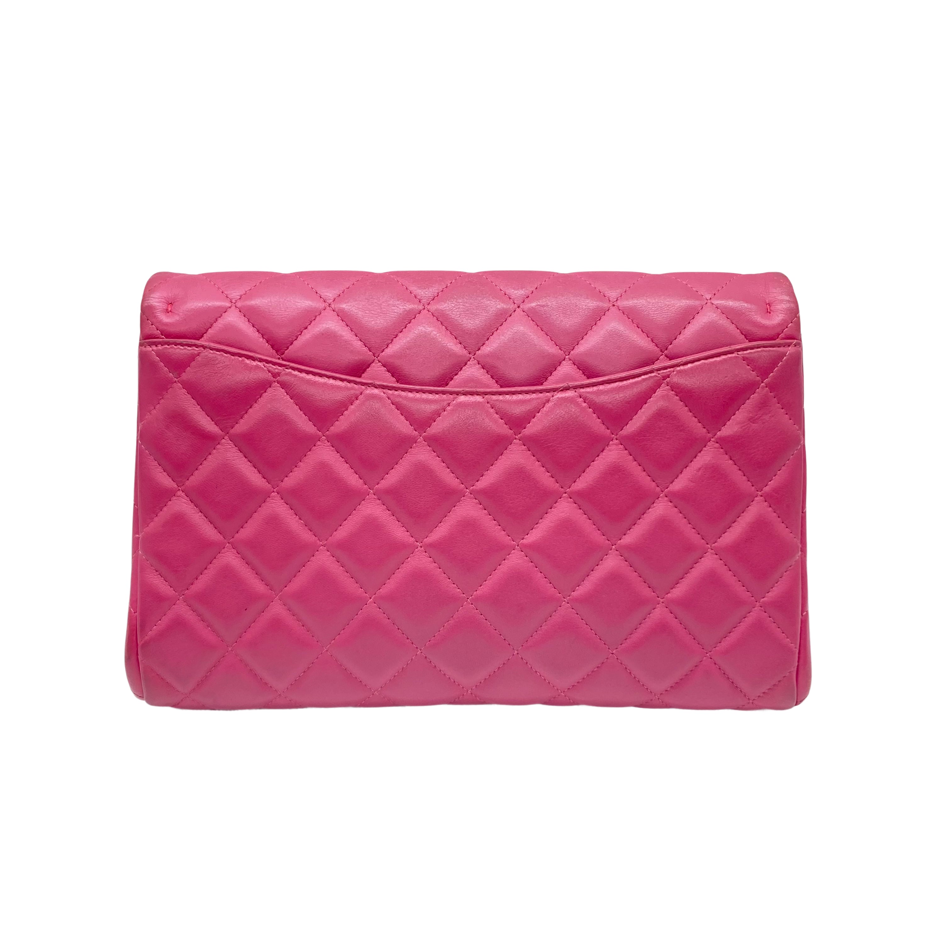 Chanel Classic Lambskin Quilted Clutch Baby Rose