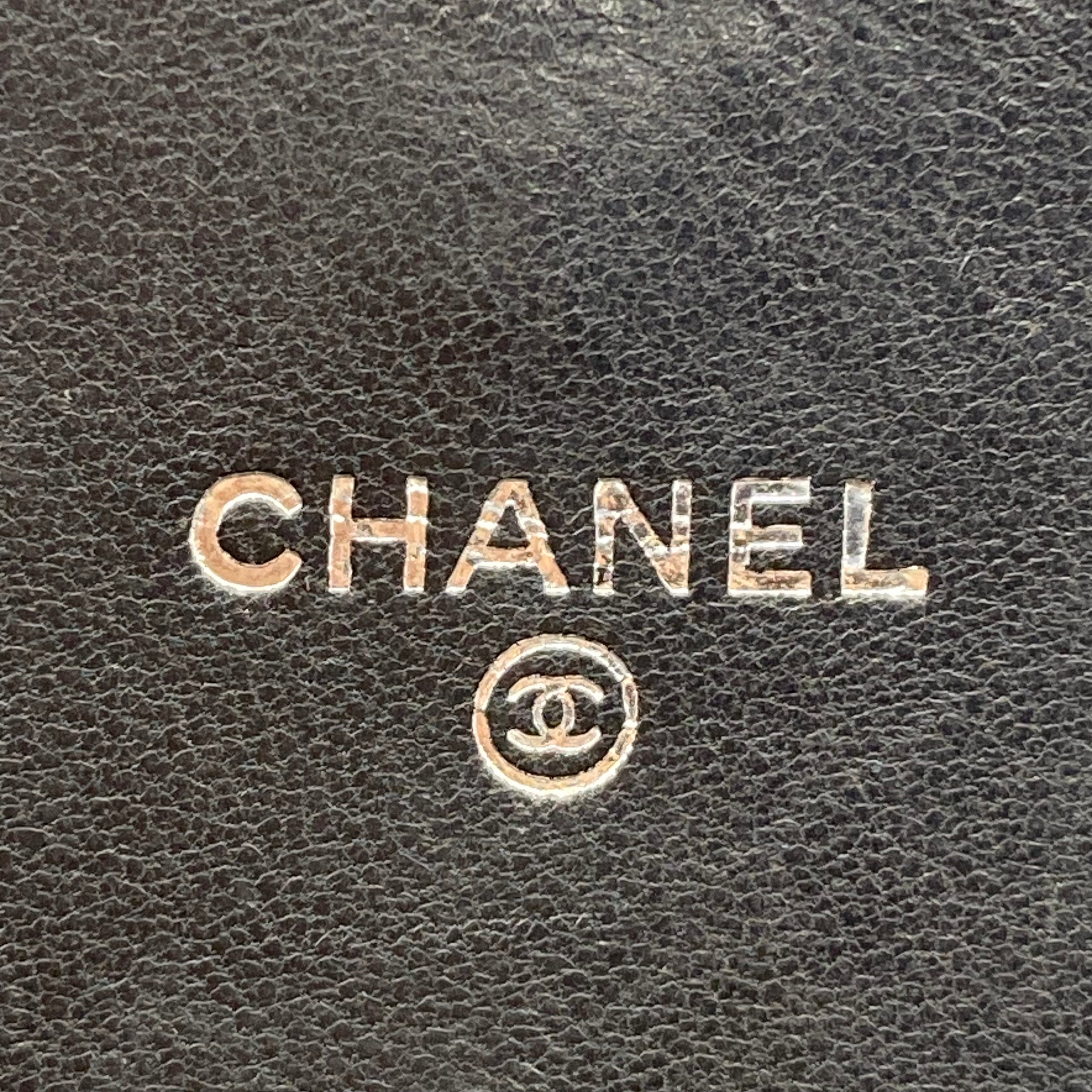 Chanel Lambskin Camellia Embossed Wallet Black