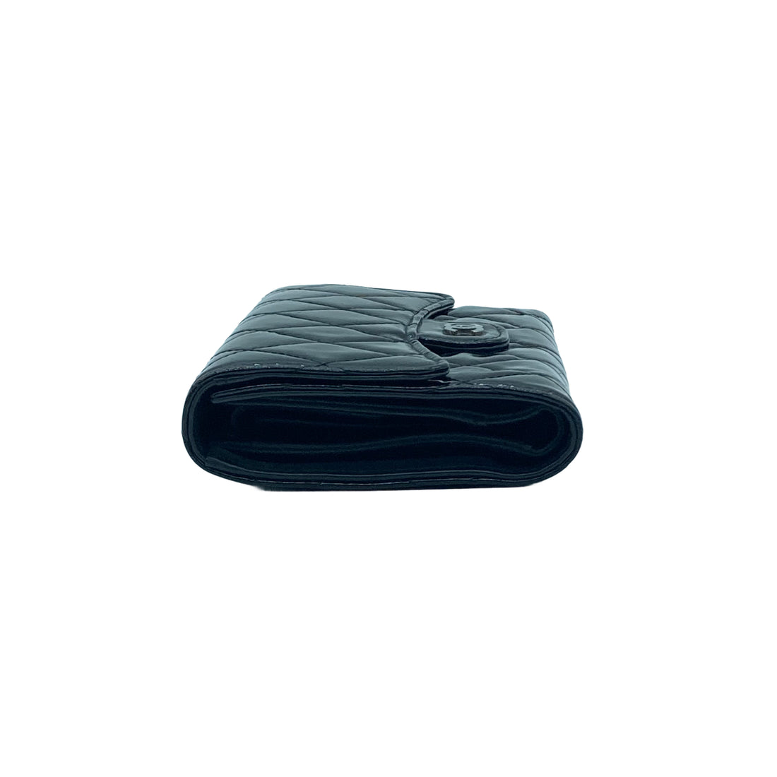 Chanel Quilted Patent Classic Long Wallet Black (18***36) cc426
