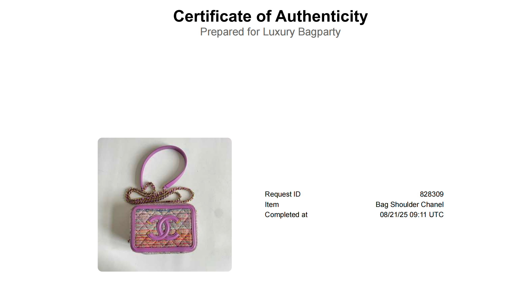 Chanel Small Tweed Filigree Vanity Case Purple (29***77) CC395