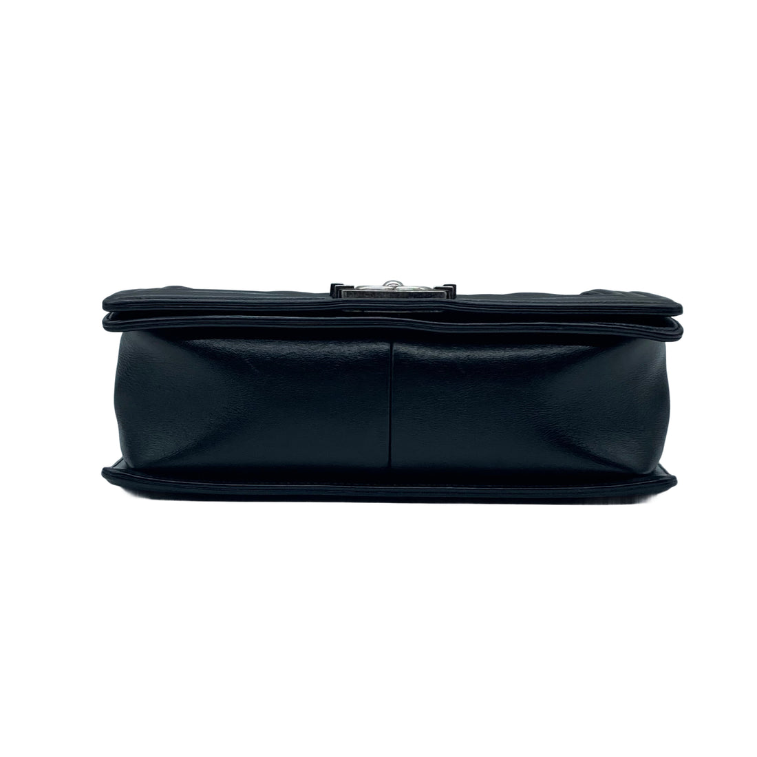 Chanel Calfskin Quilted Double Stitch Medium Boy Flap Black SHW CC453