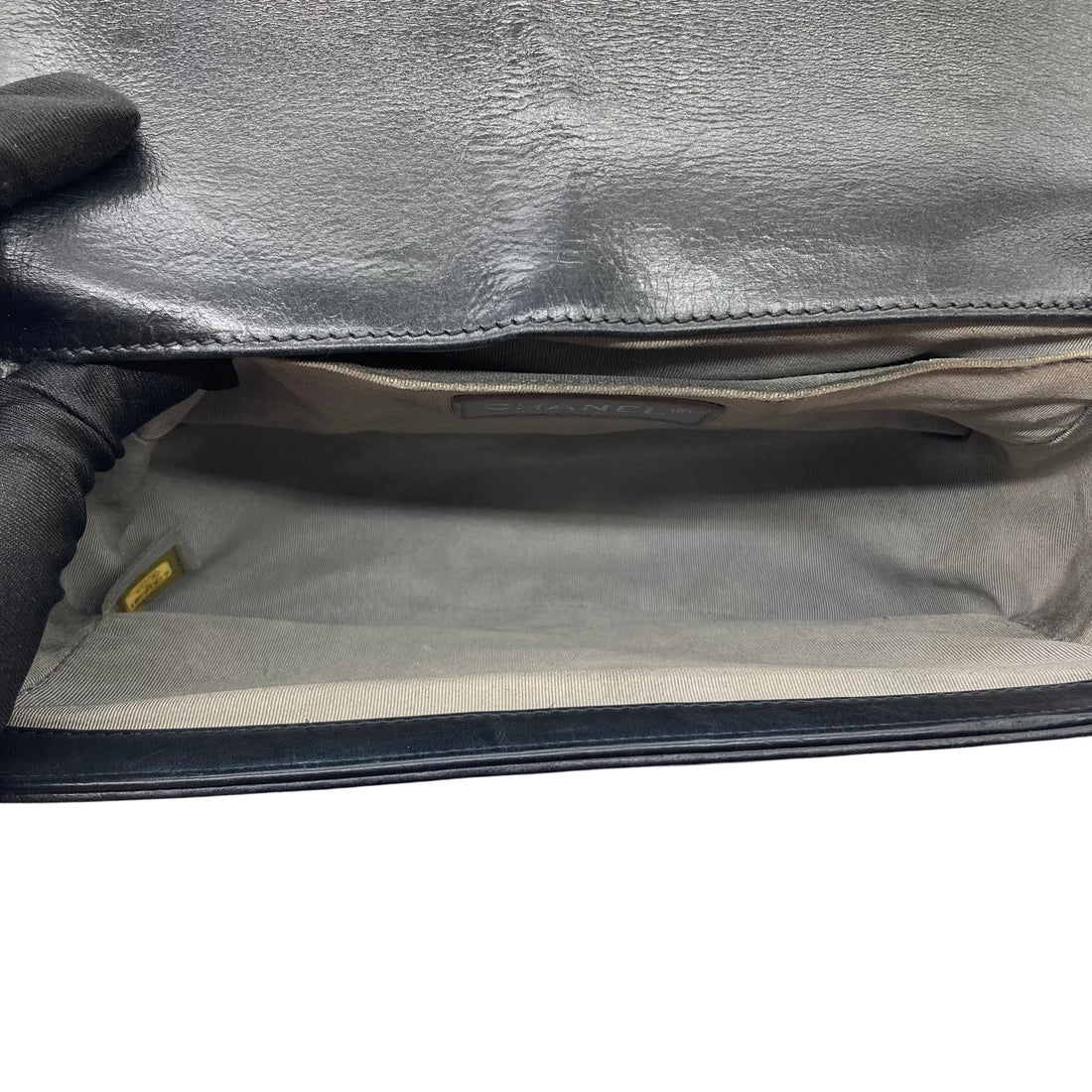 Chanel Calfskin Quilted Double Stitch Medium Boy Flap Black SHW CC453