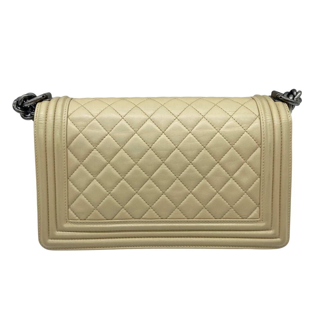 Chanel Quilted Lambskin Medium Boy Beige/Black (16***95) CC446