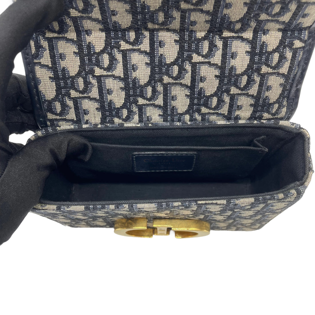 Christian Dior Montaigne Oblique Small Box Shoulder Bag Blue DR208