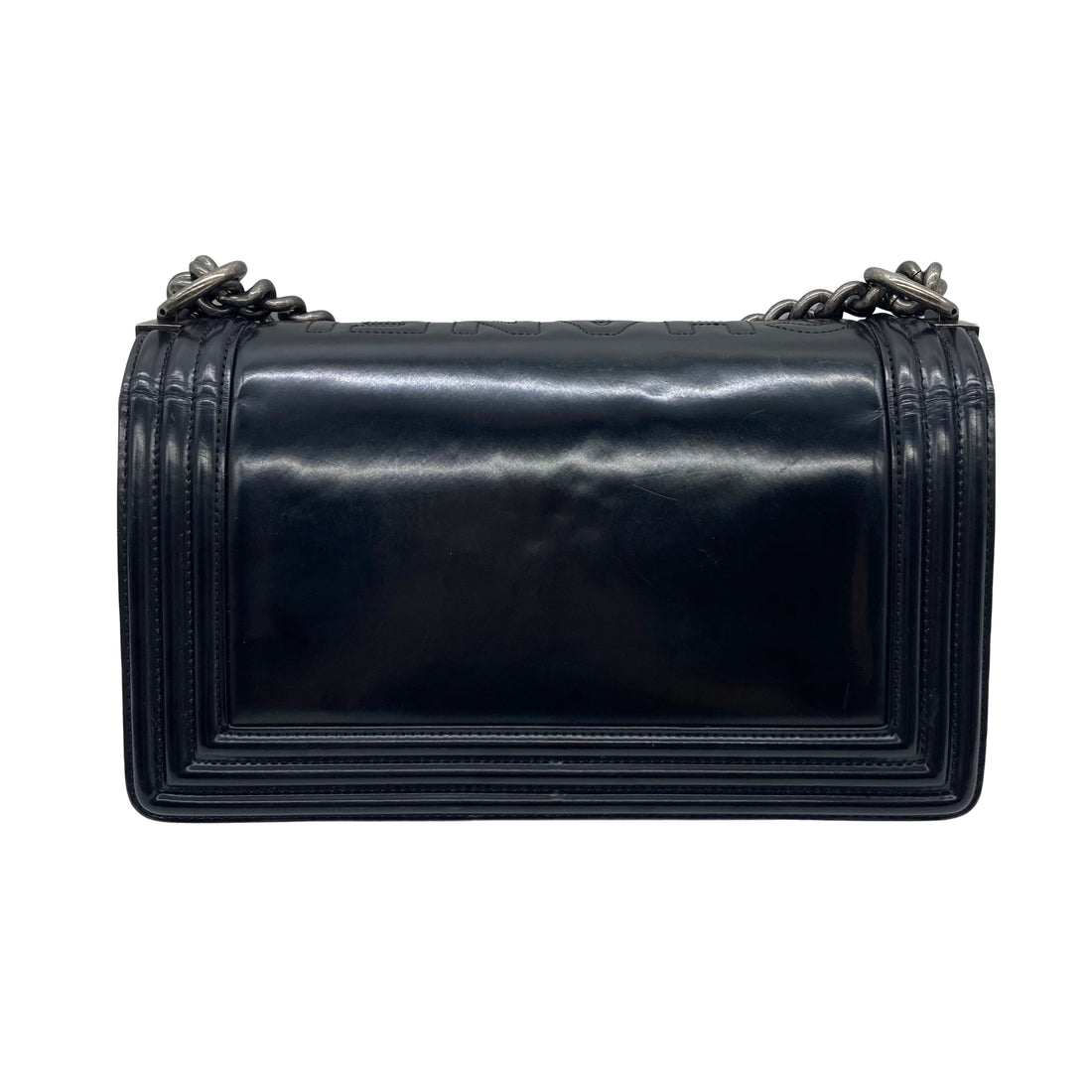 Chanel Patent Leather Medium Flap Boy Black/Black (21***83)cc488