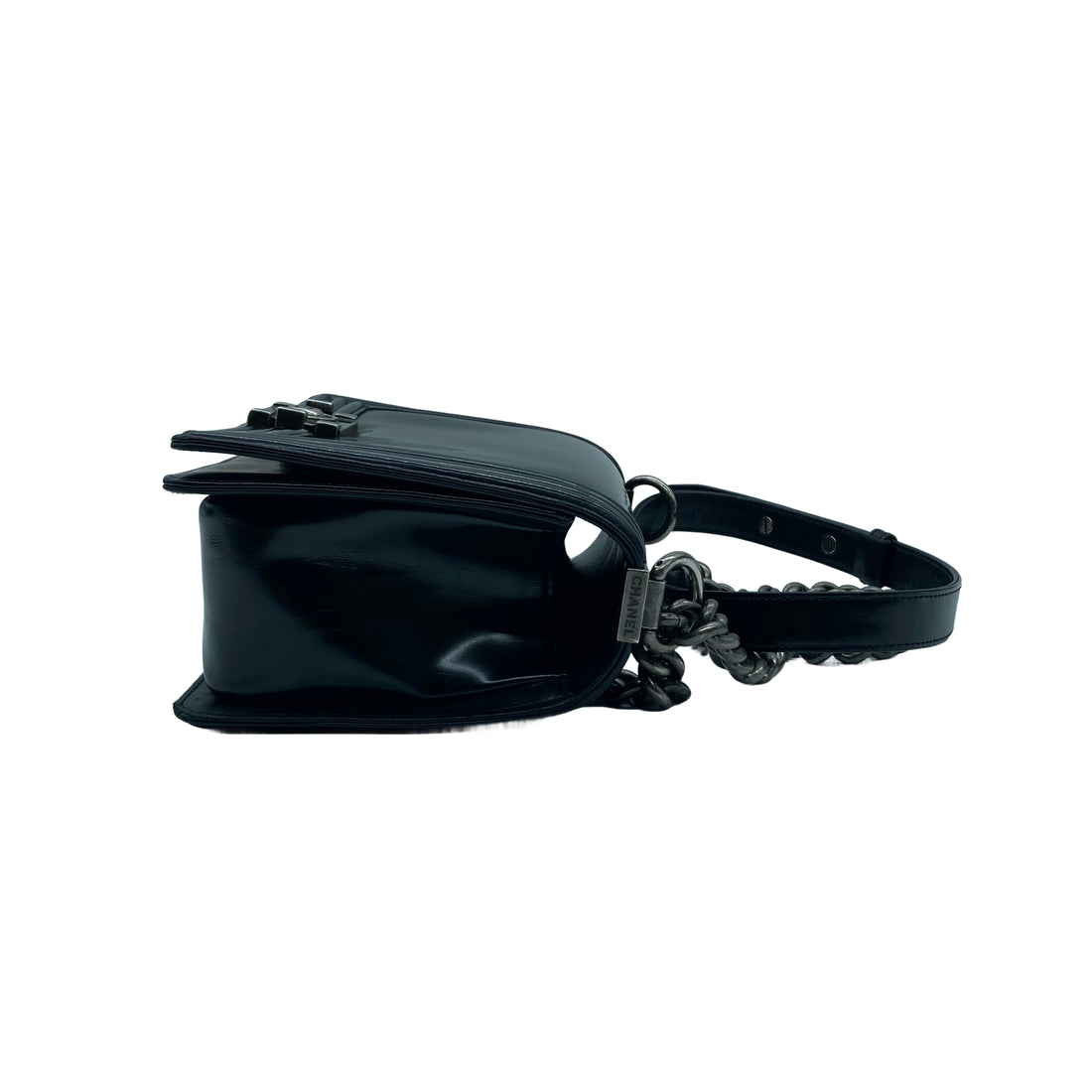 Chanel Patent Leather Medium Flap Boy Black/Black (21***83)cc488