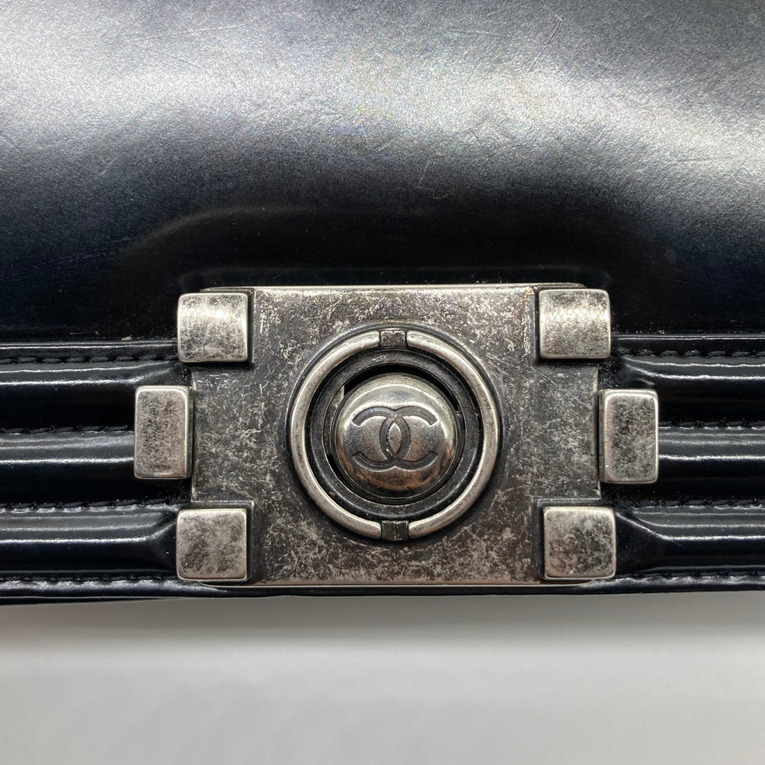 Chanel Patent Leather Medium Flap Boy Black/Black (21***83)cc488