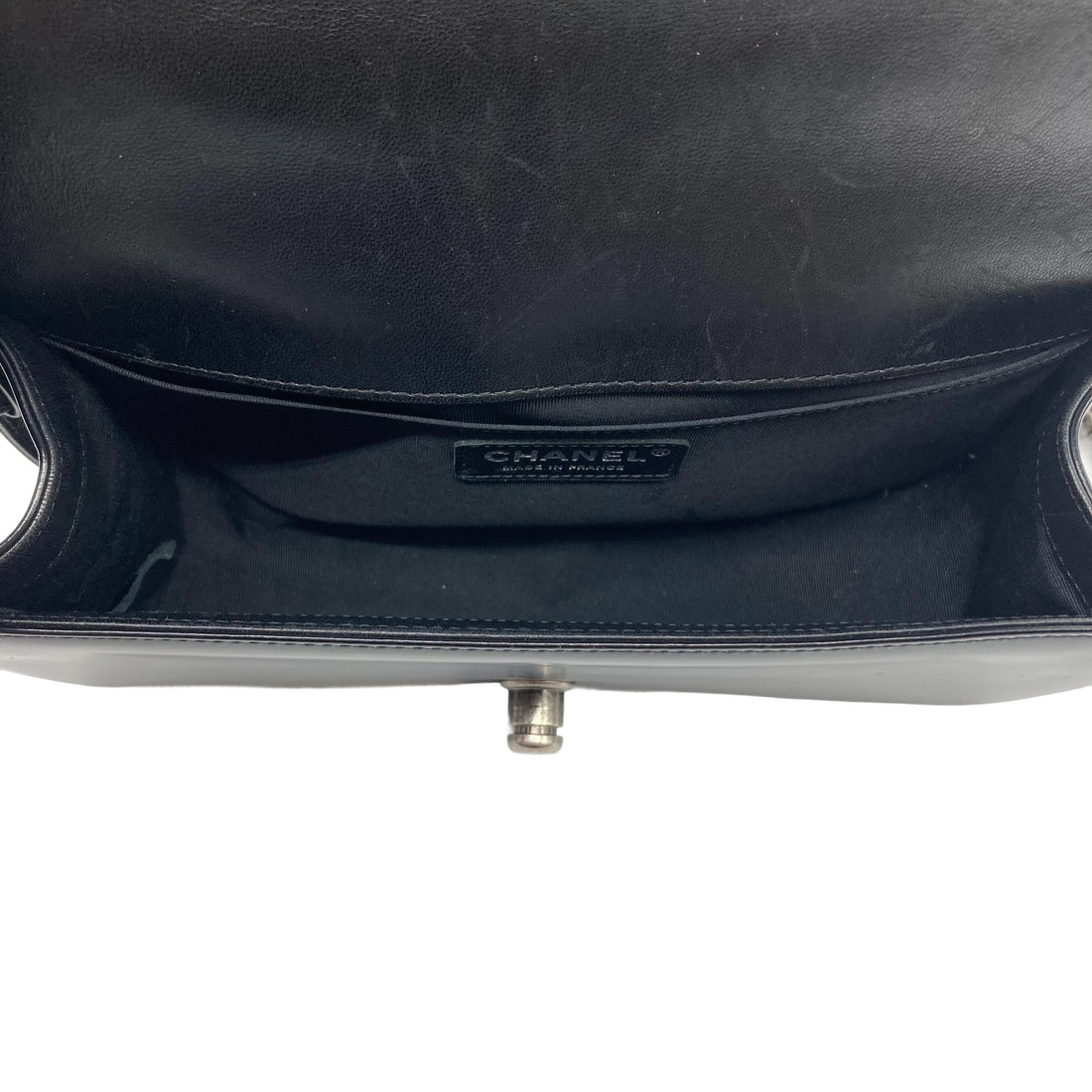 Chanel Patent Leather Medium Flap Boy Black/Black (21***83)cc488