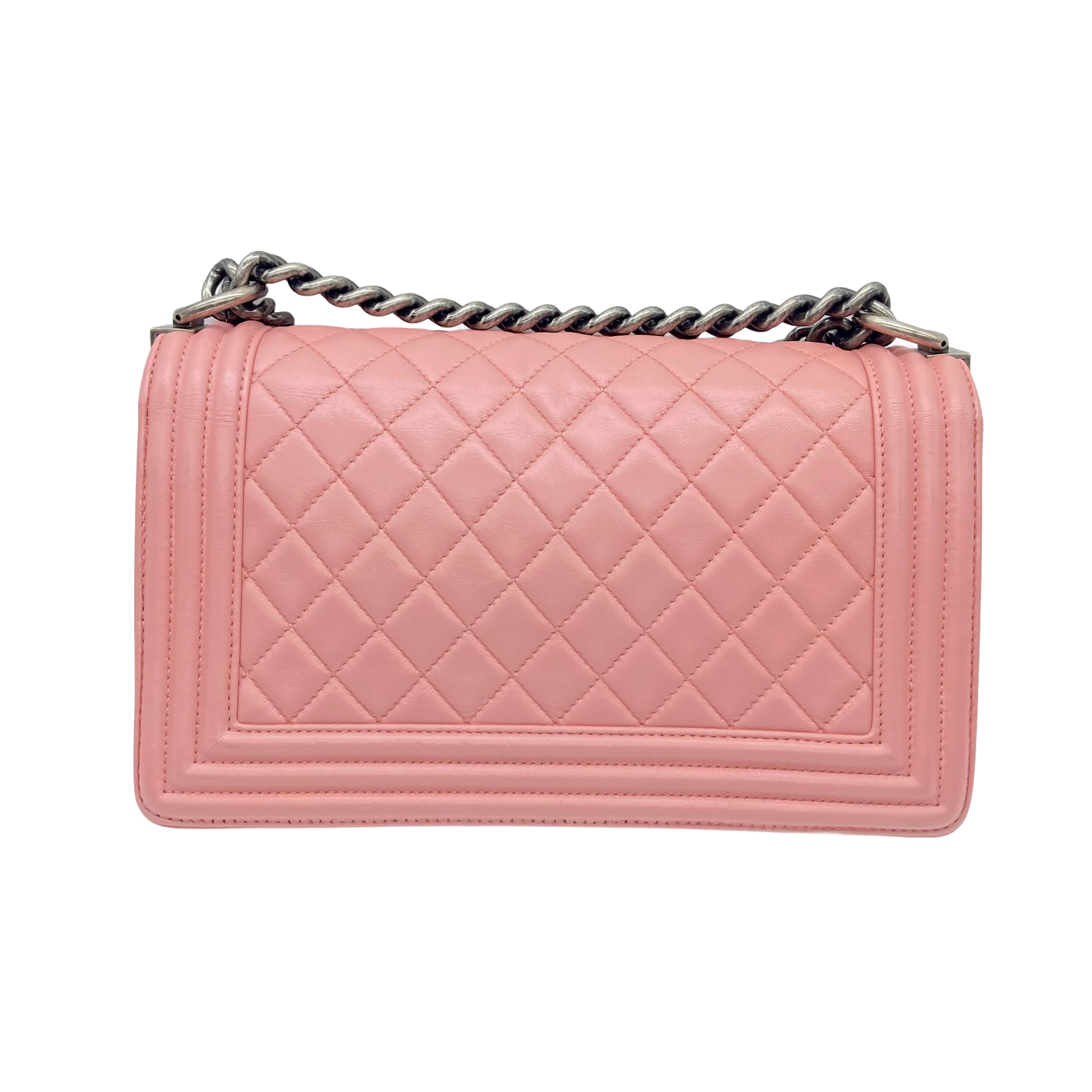 Chanel Quilted Lambskin Medium Flap Boy Pink（20***49）CC475