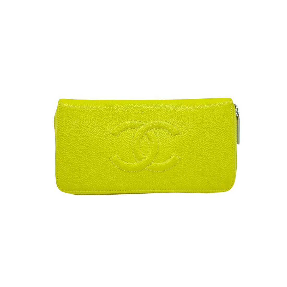 Chanel Caviar Leather CC Zip Long Wallet Yellow(19***71) CC486