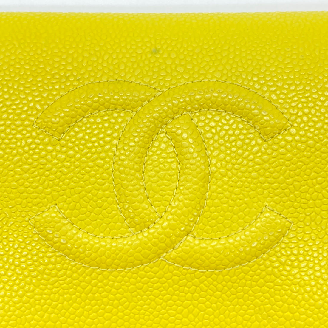 Chanel Caviar Leather CC Zip Long Wallet Yellow(19***71) CC486