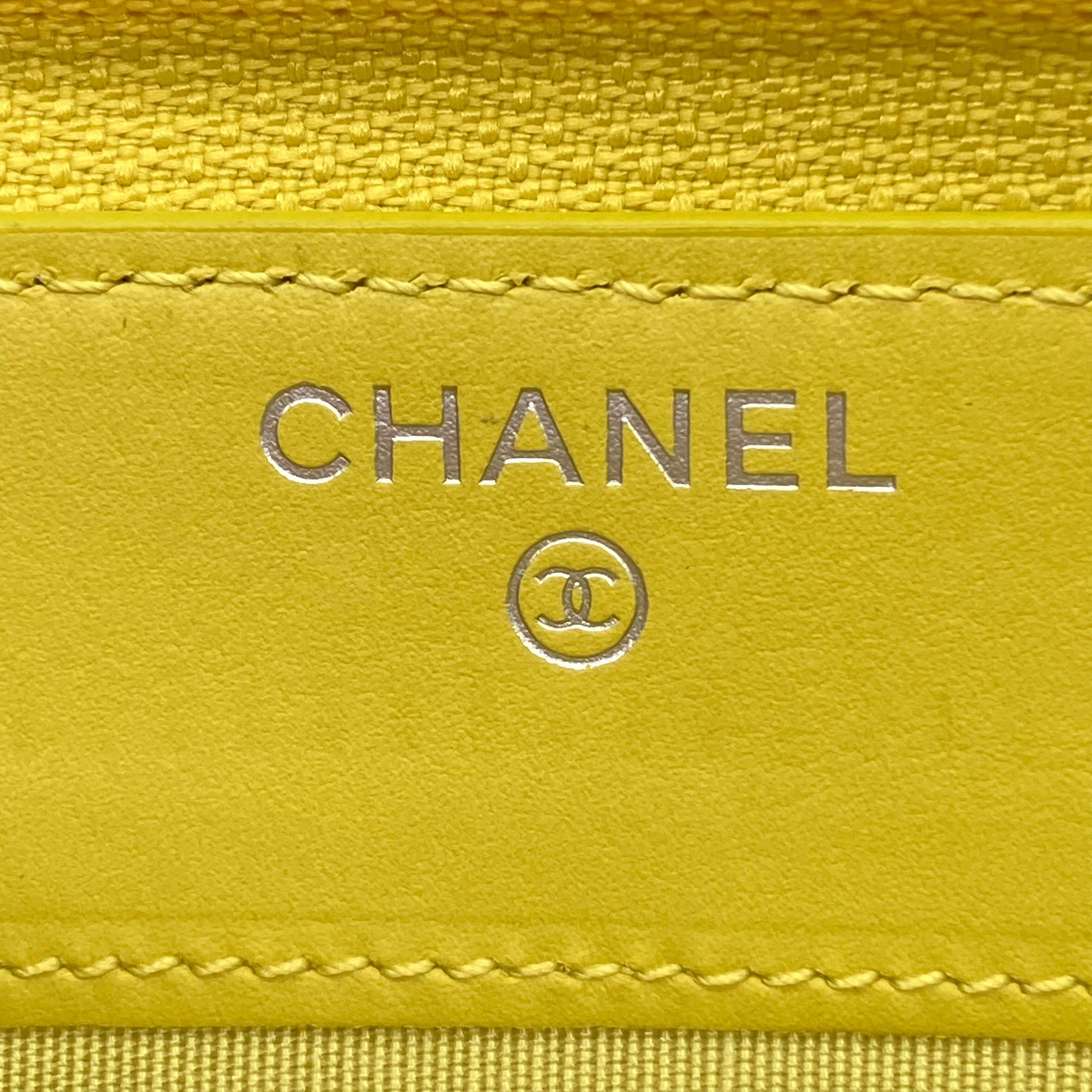 Chanel Caviar Leather CC Zip Long Wallet Yellow(19***71) CC486