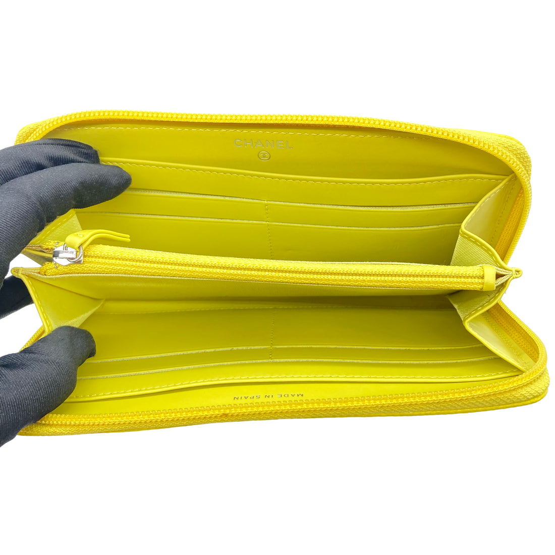 Chanel Caviar Leather CC Zip Long Wallet Yellow(19***71) CC486