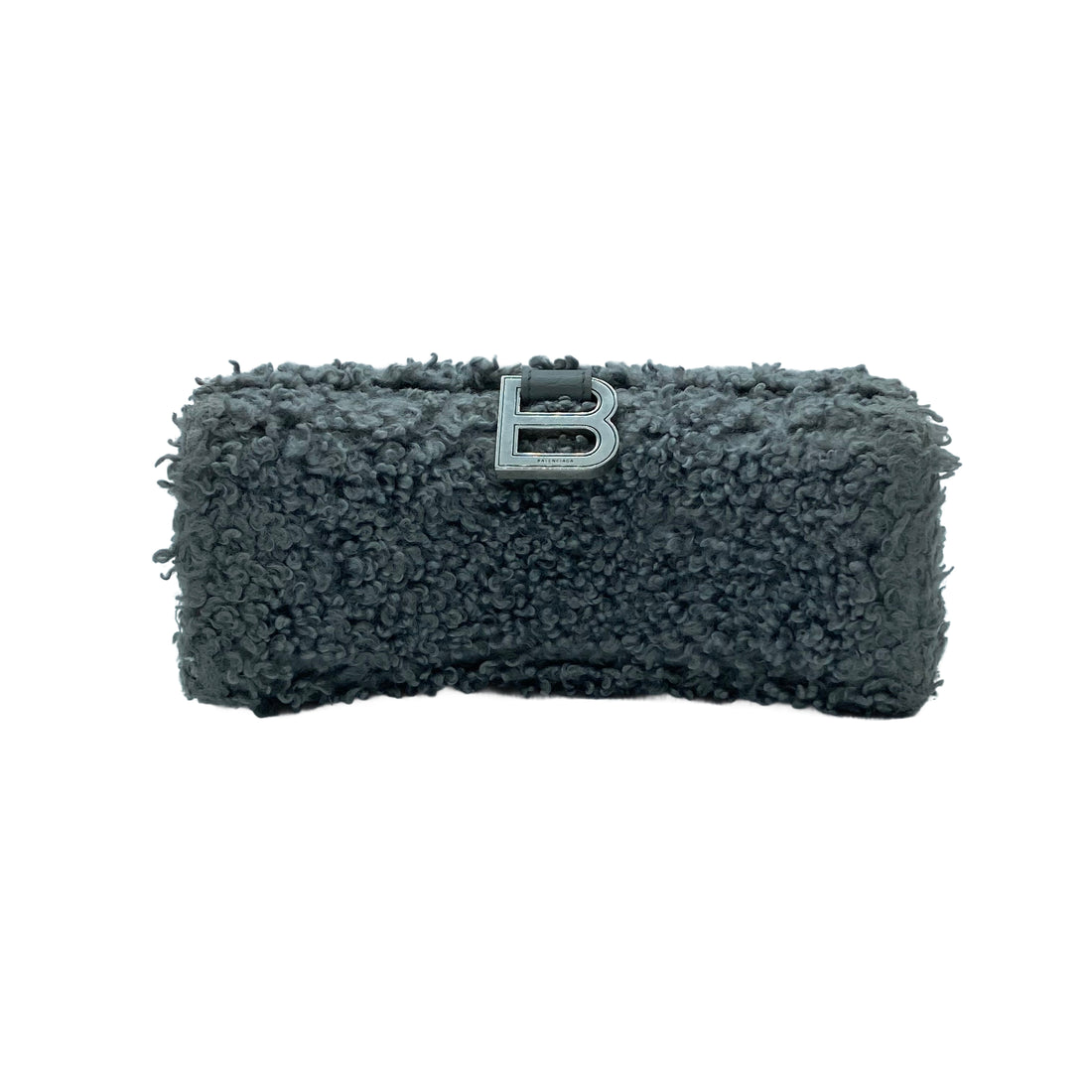 Balenciaga Hourglass Faux Fur Shoulder Bag Grey BB25