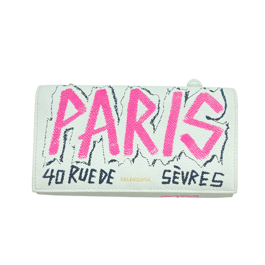 Balenciaga Multicolor Graffiti BB Leather Wallet On Chain BB24