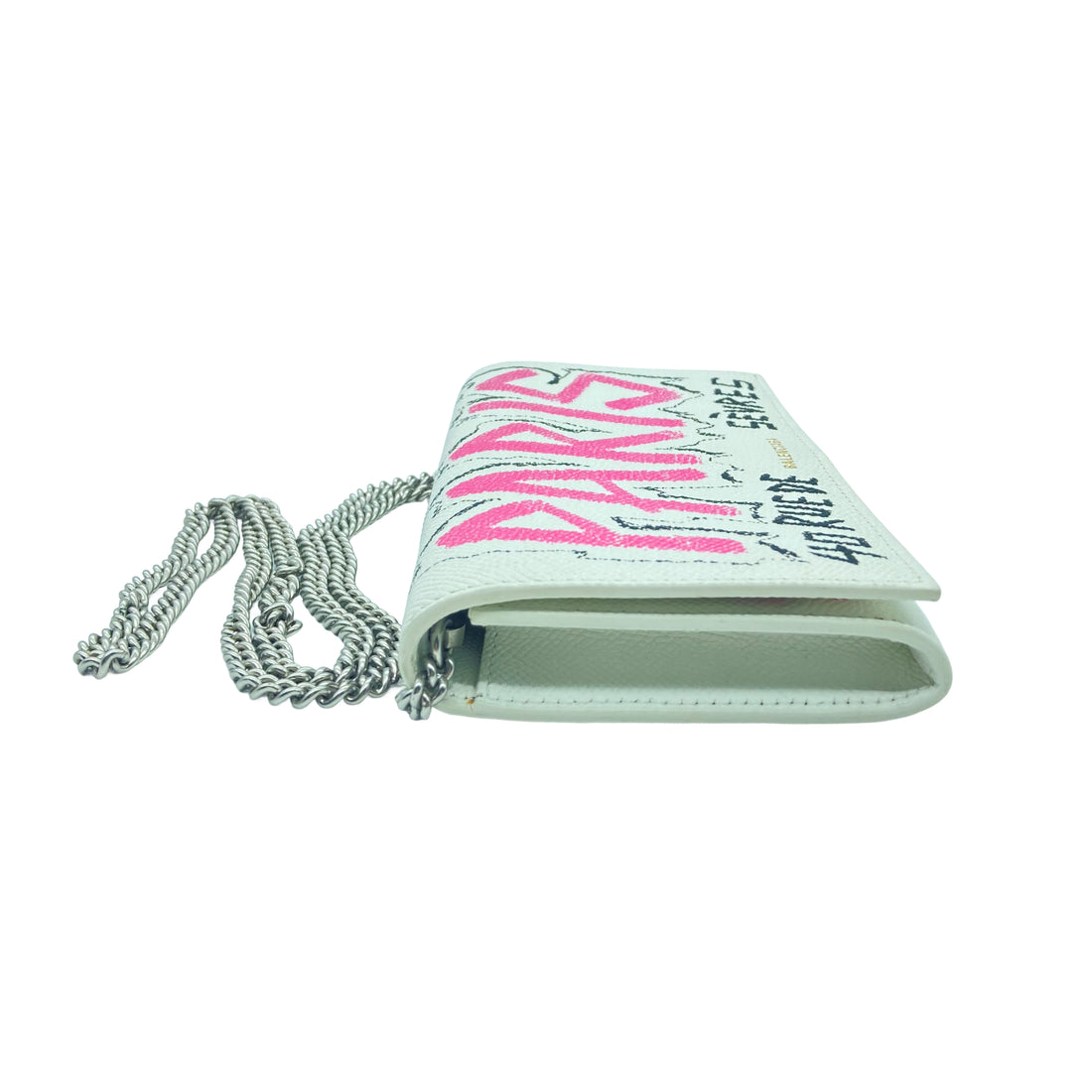 Balenciaga Multicolor Graffiti BB Leather Wallet On Chain BB24