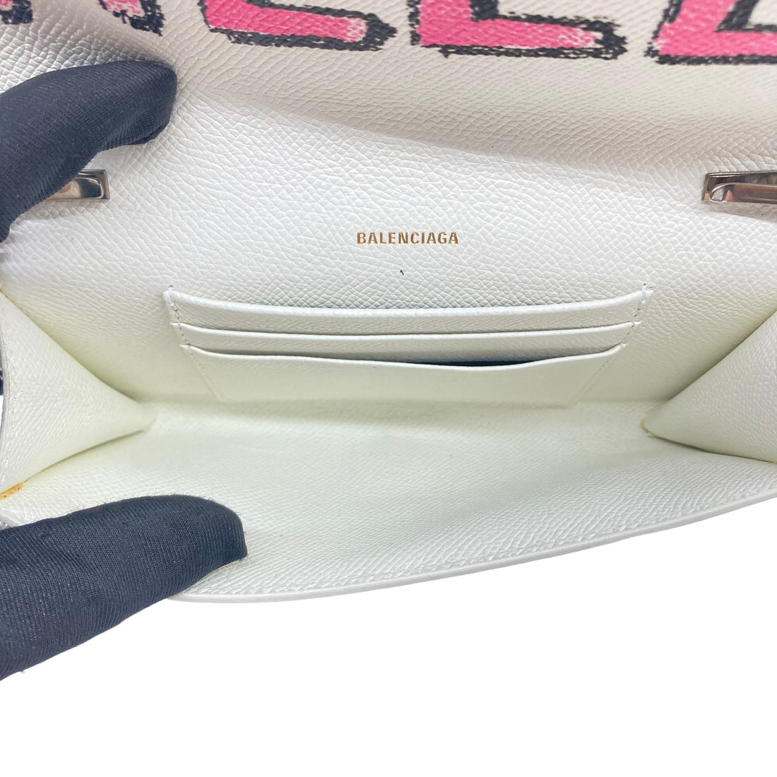 Balenciaga Multicolor Graffiti BB Leather Wallet On Chain BB24