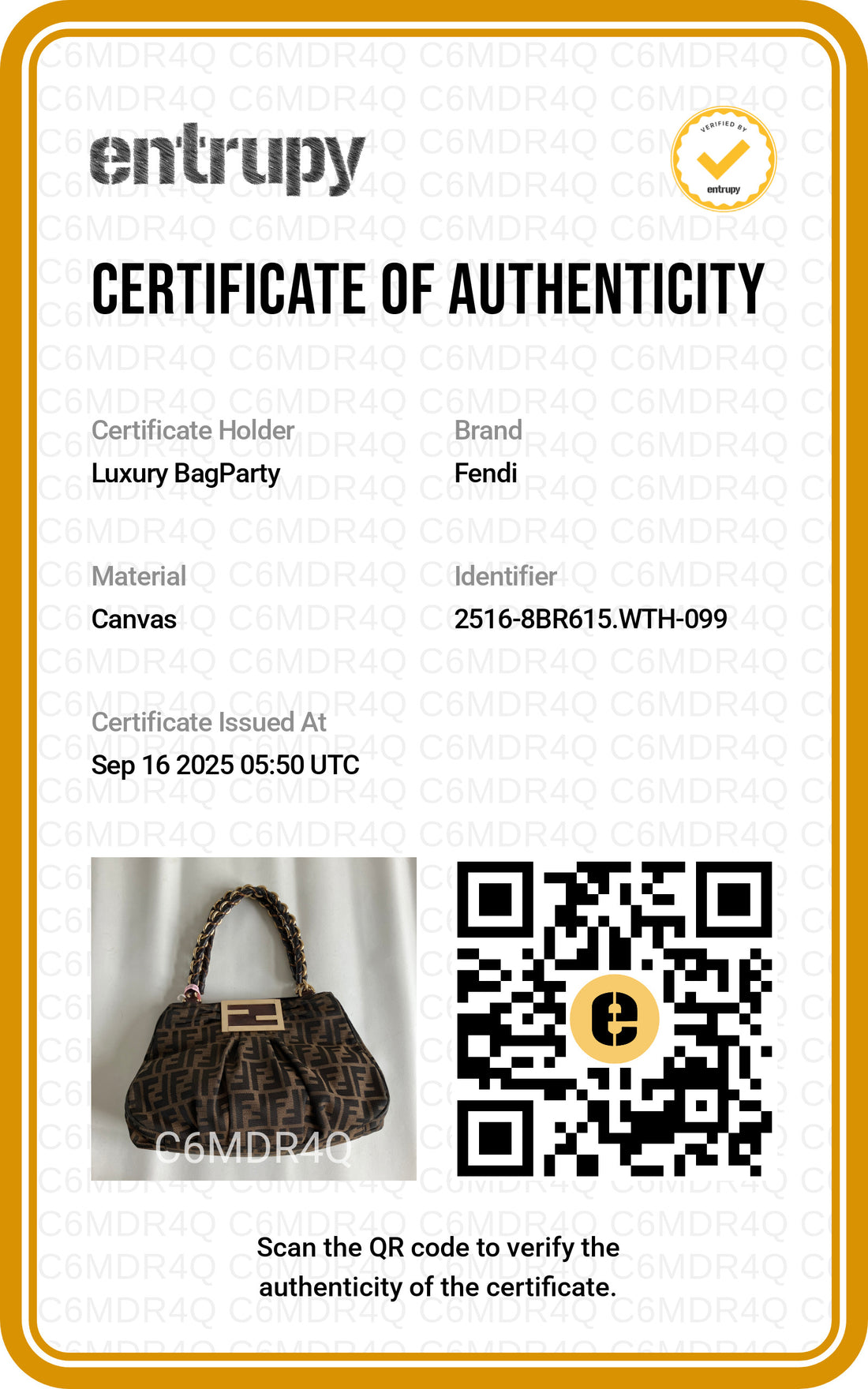 Fendi Mia Canvas Tote Bag with Chain FF41